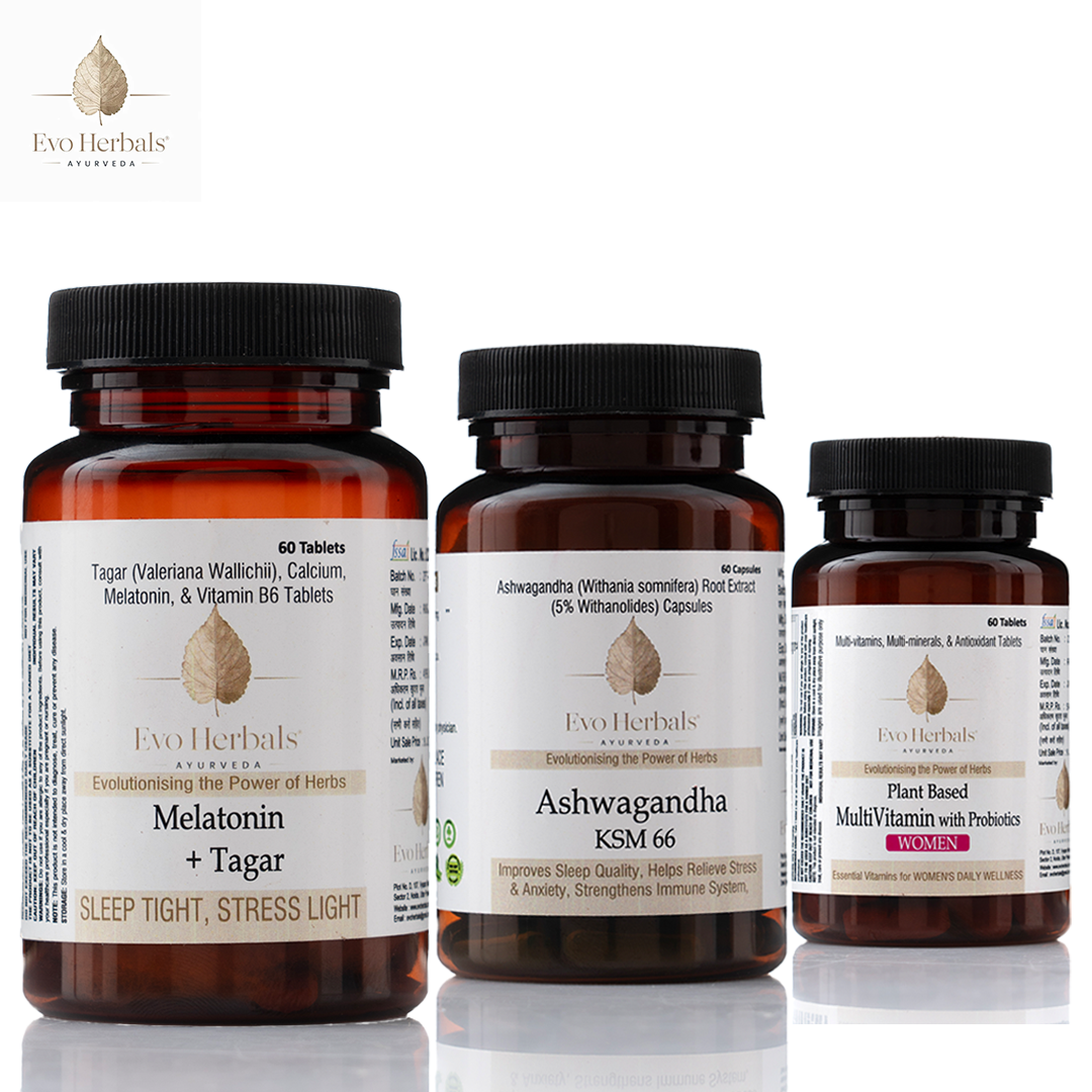 Bottles of Women's Stress & Sleep Balance, crafted to promote relaxation, stress relief, and improved sleep.