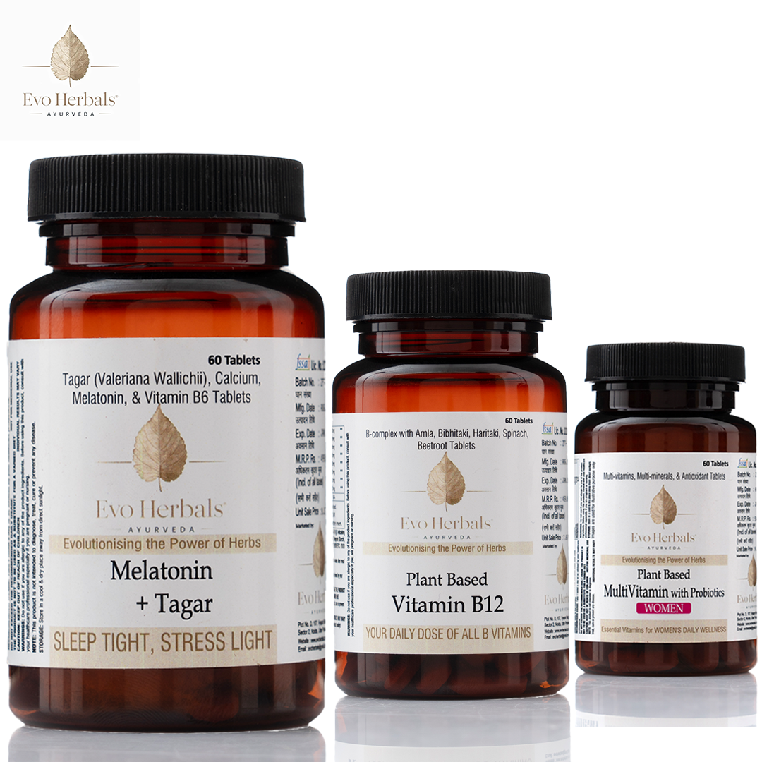 Bottles of Women's Sleep & Immunity Boost Pack featuring Ayurvedic ingredients to support restful sleep and immunity.